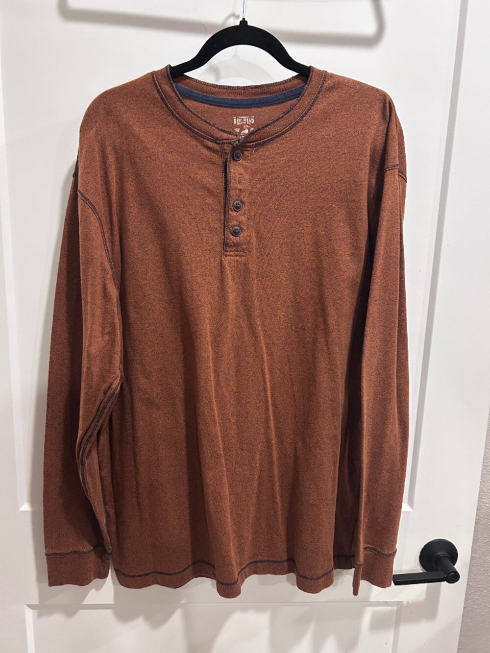 RedHead Brand Co Men’s XLT Rust Navy Heather Long Sleeve Henley Shirt XL Tall